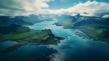 lindo panorama dentro a montanhas do Islândia ai generativo foto