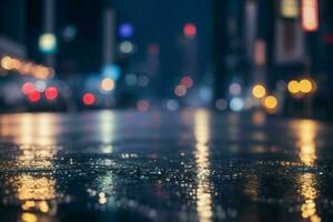 pingos de chuva e luzes da rua às noite. fundo. ai generativo pró foto