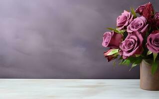 roxa rosas em uma cinzento fundo generativo ai foto