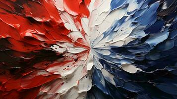 gerado por IA abstrato fundo do pintura golpes dentro a Formato do ondas e linhas dentro azul vermelho branco cores do a americano bandeira foto