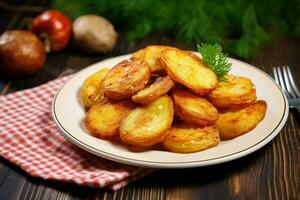 caseiro frito batata em cheio prato do Comida. gerar ai foto