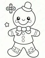 Pão de gengibre homem inverno e Natal coloração página para crianças foto