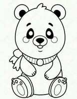 Urso de pelúcia Urso coloração página para inverno e Natal para crianças foto