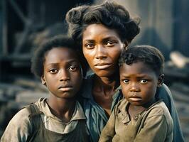 resiliência no meio dificuldade uma pobre Preto família durante a Década de 1930 ótimo depressão generativo ai foto