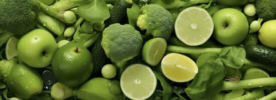 bandeira disposição do verde frutas e legumes. generativo ai. foto