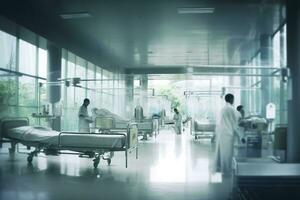 borrado hospital emergência sala, abstrato médico fundo. ai generativo foto