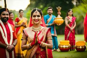 indiano Casamento dentro Bangalore. gerado por IA foto