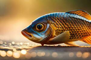 uma peixe com uma grande cabeça e olhos. gerado por IA foto