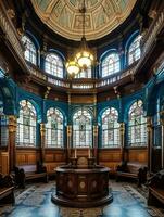 interior do a Inglês sinagoga dentro a estilo do príncipes estrada sinagoga dentro Liverpool generativo ai foto