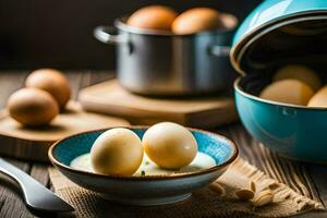 quão para cozinhar ovos dentro a microondas. gerado por IA foto