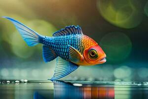 uma peixe com brilhante cores é em a água. gerado por IA foto