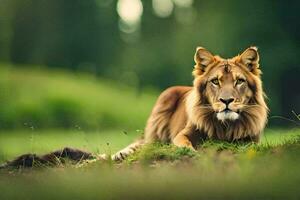 a leão é uma ampla gato este é nativo para África e a meio leste. gerado por IA foto