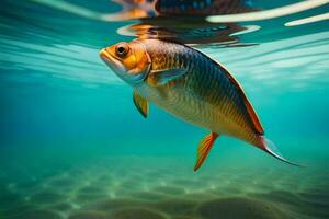 uma peixe natação dentro a oceano. gerado por IA foto