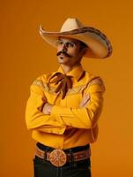 mexicano homem é triste em uma minimalista neutro fundo ai generativo foto