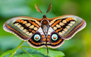 sinfônico elegância, uma fechar encontro com a requintado padrões do uma mariposa asas. ai gerado foto