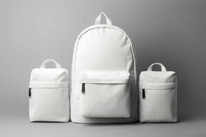 à moda couro mochila em branco fundo. generativo ai foto