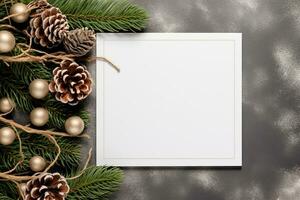 branco esvaziar em branco brincar com Natal decorações. ai gerado foto