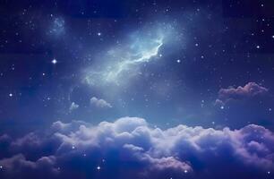 espaço do noite céu com nuvens e estrelas. generativo ai foto