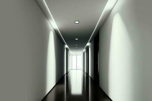 moderno corredor corredor interior, minimalista e limpar. generativo ai foto