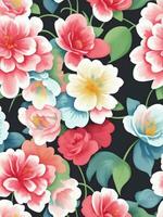 desatado floral padrão, pintado à água aguarela retro estilizado flores, ai generativo foto