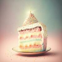 doce aniversário bolo dentro pastel cores. generativo ai foto