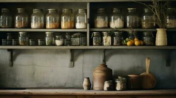 generativo ai, cozinha interior, minimalista japonês wabi sabi estilo, silenciado natural neutro cores foto