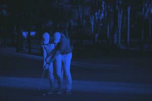 golfe instruções dentro azul foto