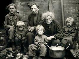 resiliência no meio desolação uma destituído família durante a Década de 1930 ótimo depressão era generativo ai foto