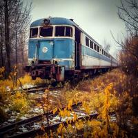 solidão dentro neve abandonado trem no meio inverno abraço generativo ai foto