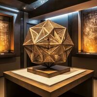 Merkaba escultura dentro uma museu, religioso símbolo do judaísmo generativo ai foto