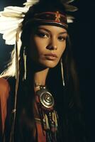 espetacular nativo americano beleza generativo ai foto