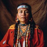 cherokee elegância tradicional vestir generativo ai retrato foto