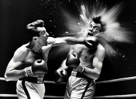 Preto e branco gerado por IA boxe Nocaute foto