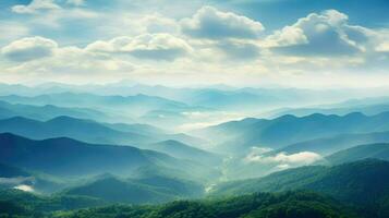 natureza azul cume montanhas ai gerado foto