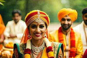 indiano Casamento dentro a cidade. gerado por IA foto