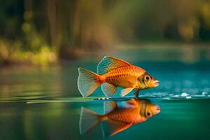 uma peixe é natação dentro a água. gerado por IA foto