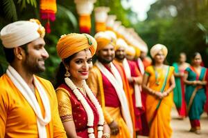 indiano Casamento dentro Bangalore. gerado por IA foto