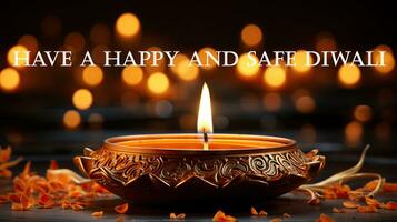 ter uma feliz e seguro diwali. cumprimento indiano feriado cartão. foto