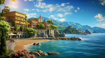 arquitetura italiano Riviera elegante ai gerado foto