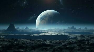 estrelas lunar nascer da terra panorama ai gerado foto