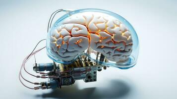 computador artificial cérebro implantar ai gerado foto