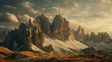 Itália escarpado picos dolomites ai gerado foto