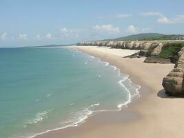 de praia lindo fechar acima imagem ai gerado foto