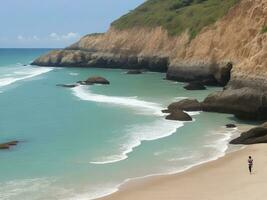 de praia lindo fechar acima imagem ai gerado foto