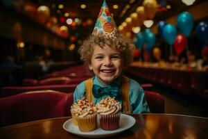 uma criança atendendo uma teatro temático aniversário festa completo com fantasias e mini performances foto