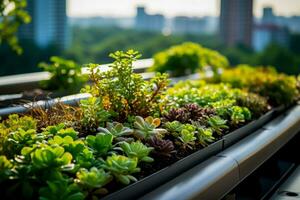 verde vivo cobertura em moderno cidade construção fundo com esvaziar espaço para texto foto