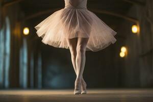 bailarina dançando dentro balé aula. generativo ai foto