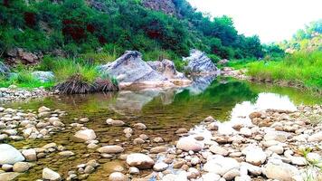 sombra do pedras dentro limpar \ limpo e puro água foto