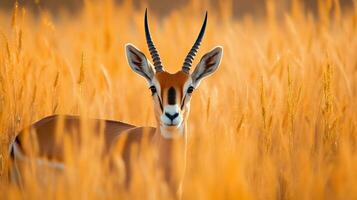 savana espetáculo. Springboks no meio a dourado Relva do África. generativo ai foto