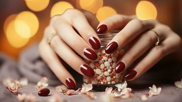 unha arte encantamento. cativante fechar-se do moda manicure. generativo ai foto